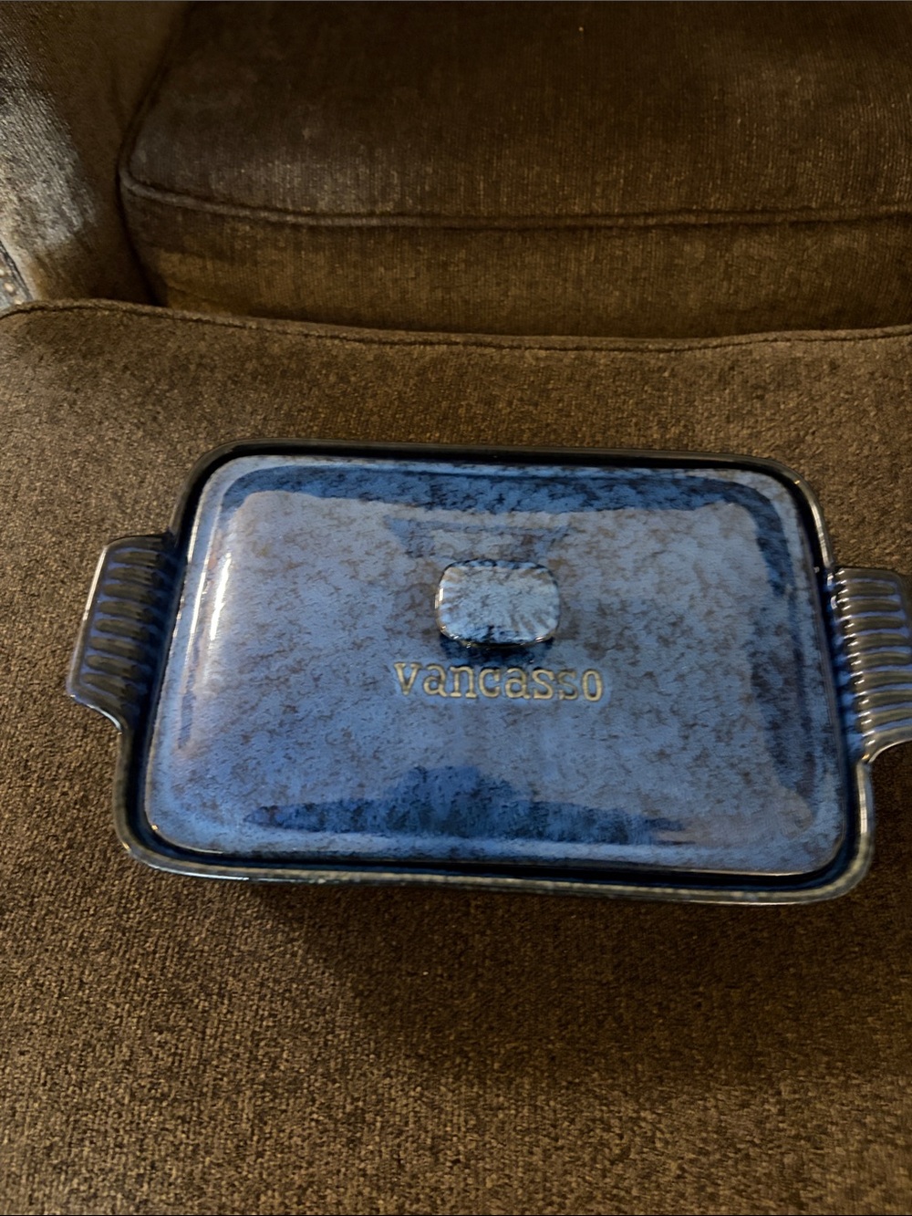 NWOT Blue Ceramic Rectangular Serving Dish with Side Handles